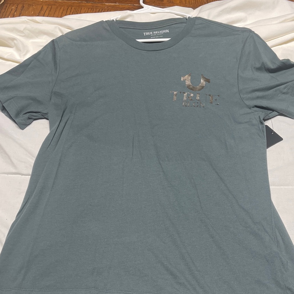True Religion Men's Dark Gray Short Sleeve Tee